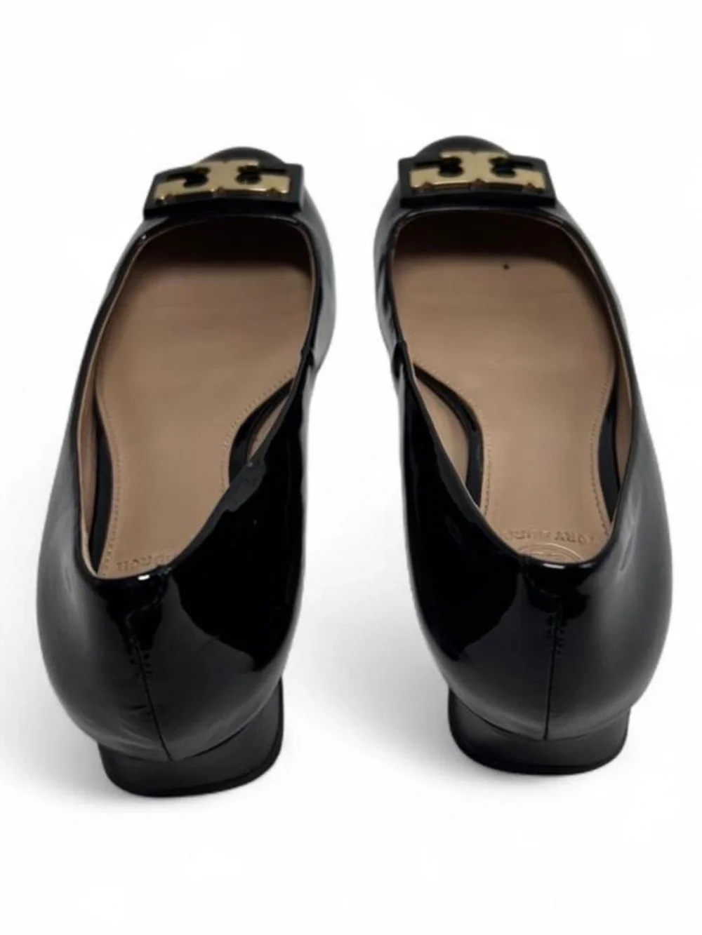 Tory Burch Gigi Pumps, glossy black patent leather, classic round toe, 